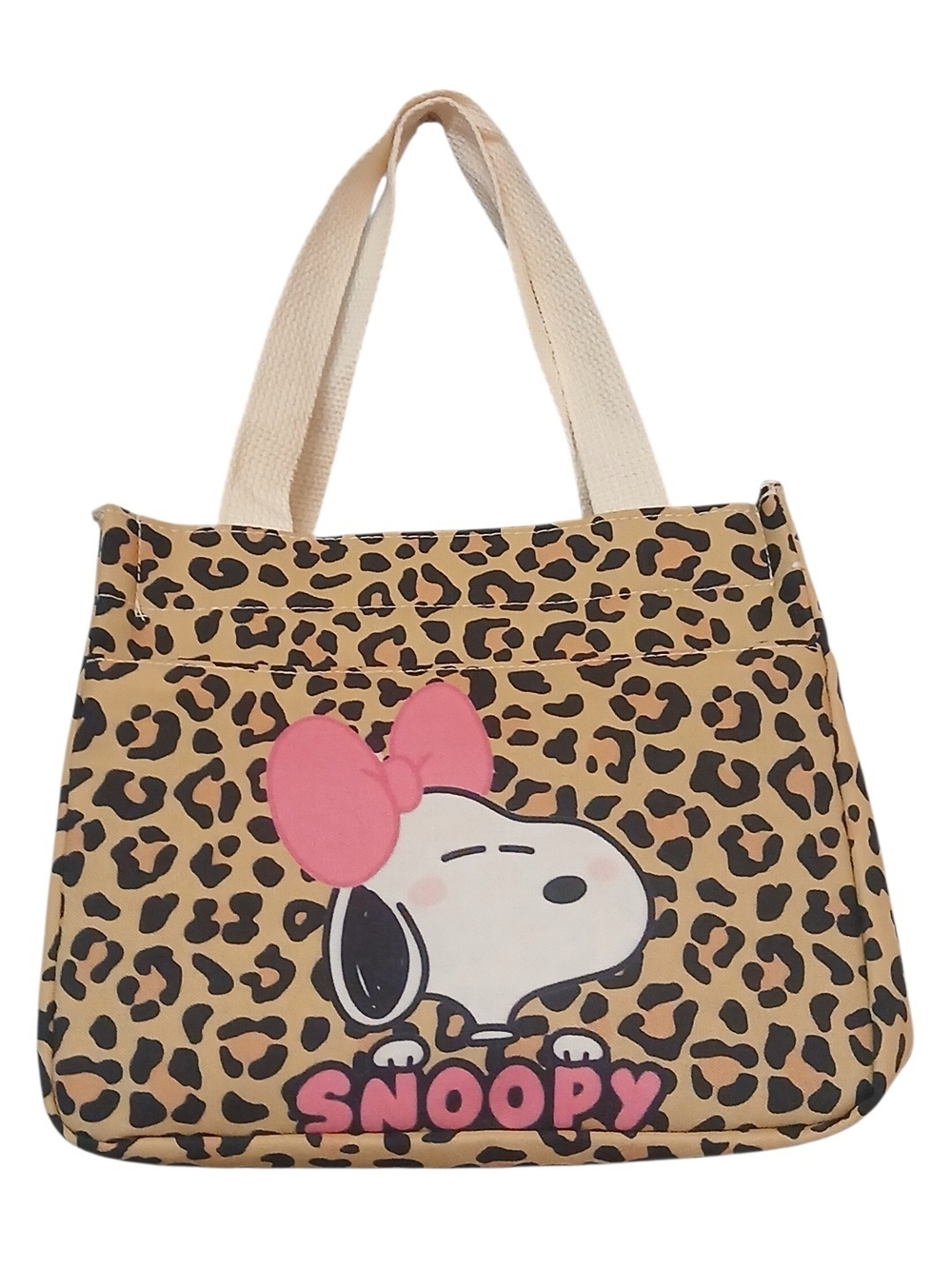 Peanuts -ECO Friendly, Snoopy's Girlfriend, Leopard Print Handbag, Nylon Lining,